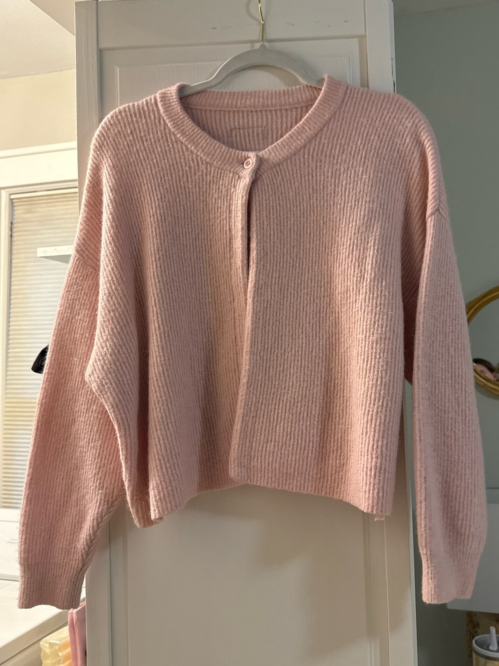 Daily Drills Pink Long Sleeve Single Button Sweater
